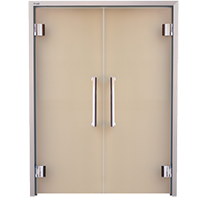 Стеклянные двустворчатые двери для Хамама